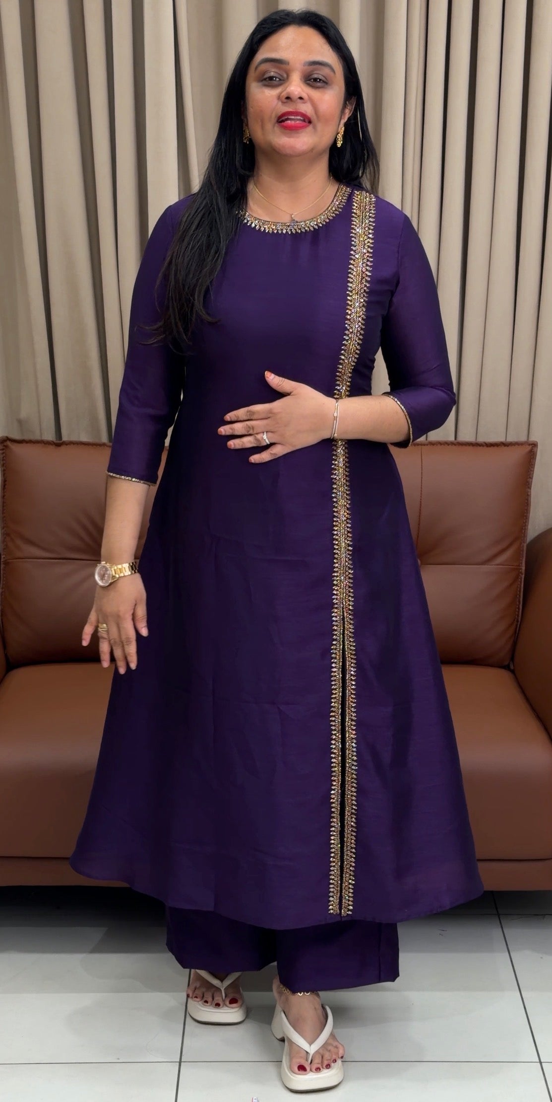 IHA'S IN-HOUSE SEMI RAW SILK ALINE CO-ORDS SETS - IHA 33817