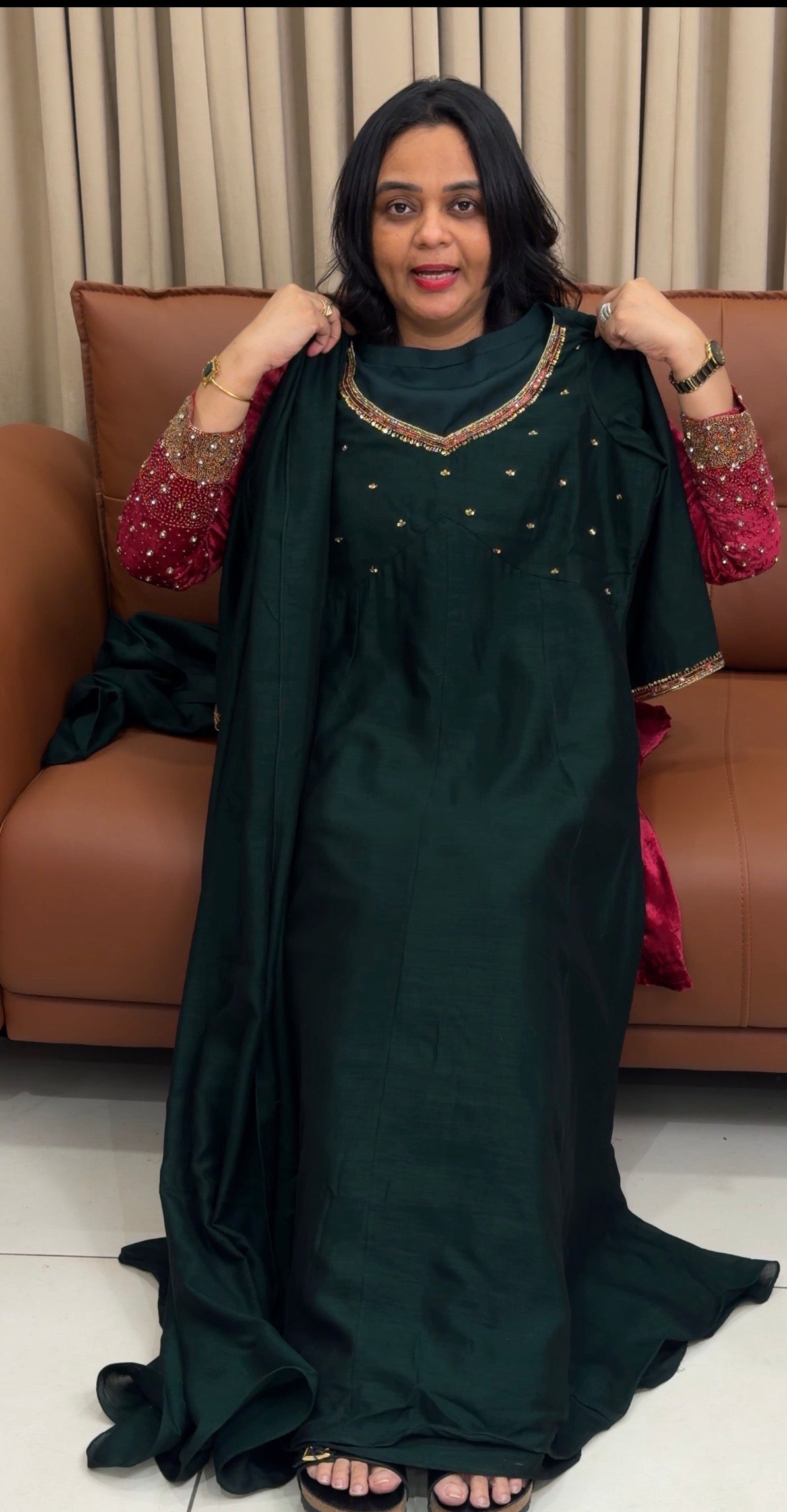 IHA'S IN-HOUSE HANDORKED ALINE TOP AND DUPATTA - IHA 35200