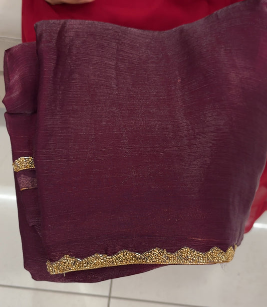 ORGANZA HAND WORKED SAREES - IHA 27641