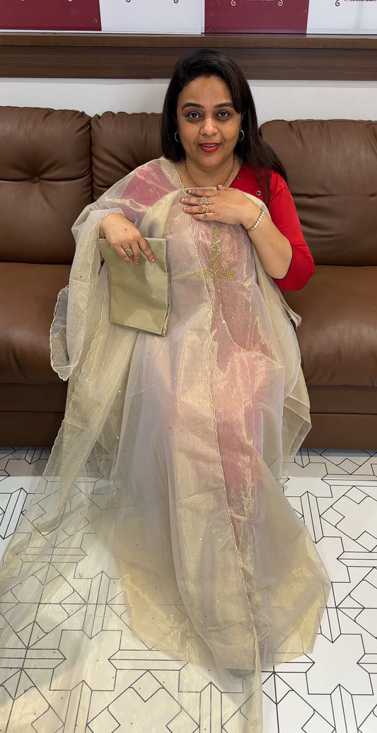 HAND WORKED UNSTITCHED SALWAR SUITS - IHA 23572