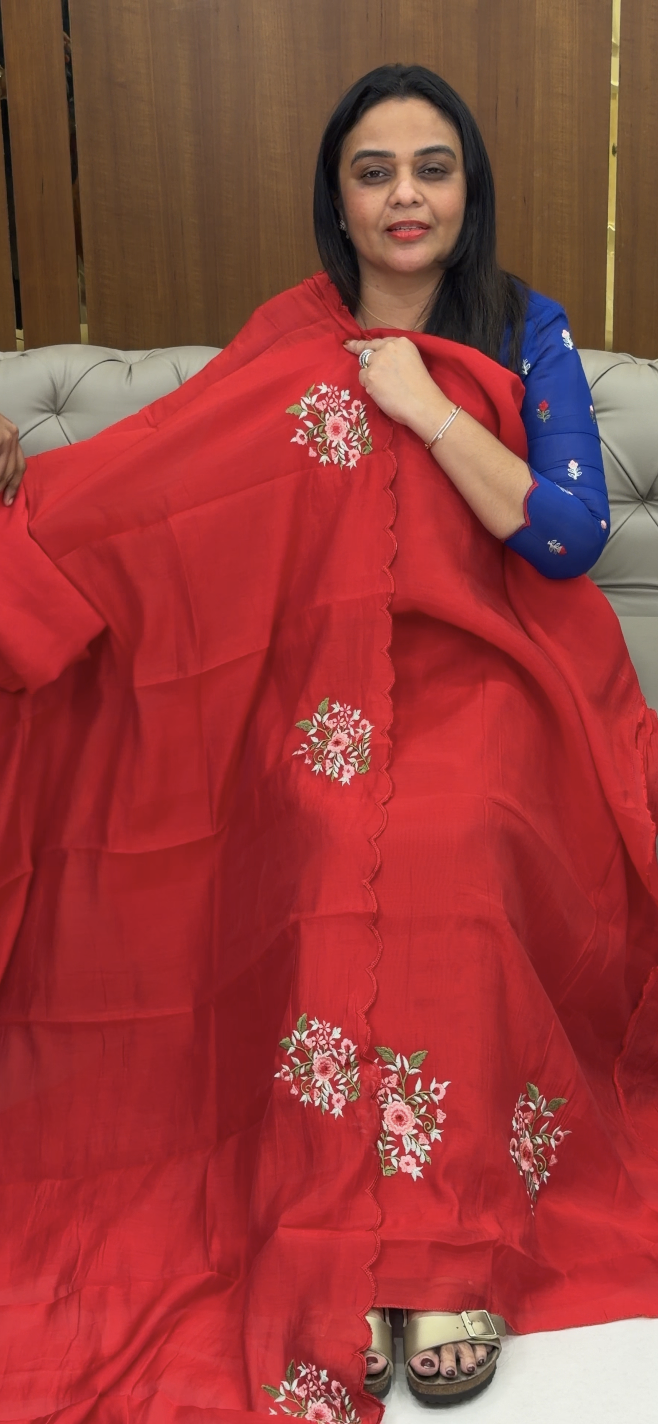 MALAI CHANDERI UNSTITCHED SALWAR SUITS - IHA 33519