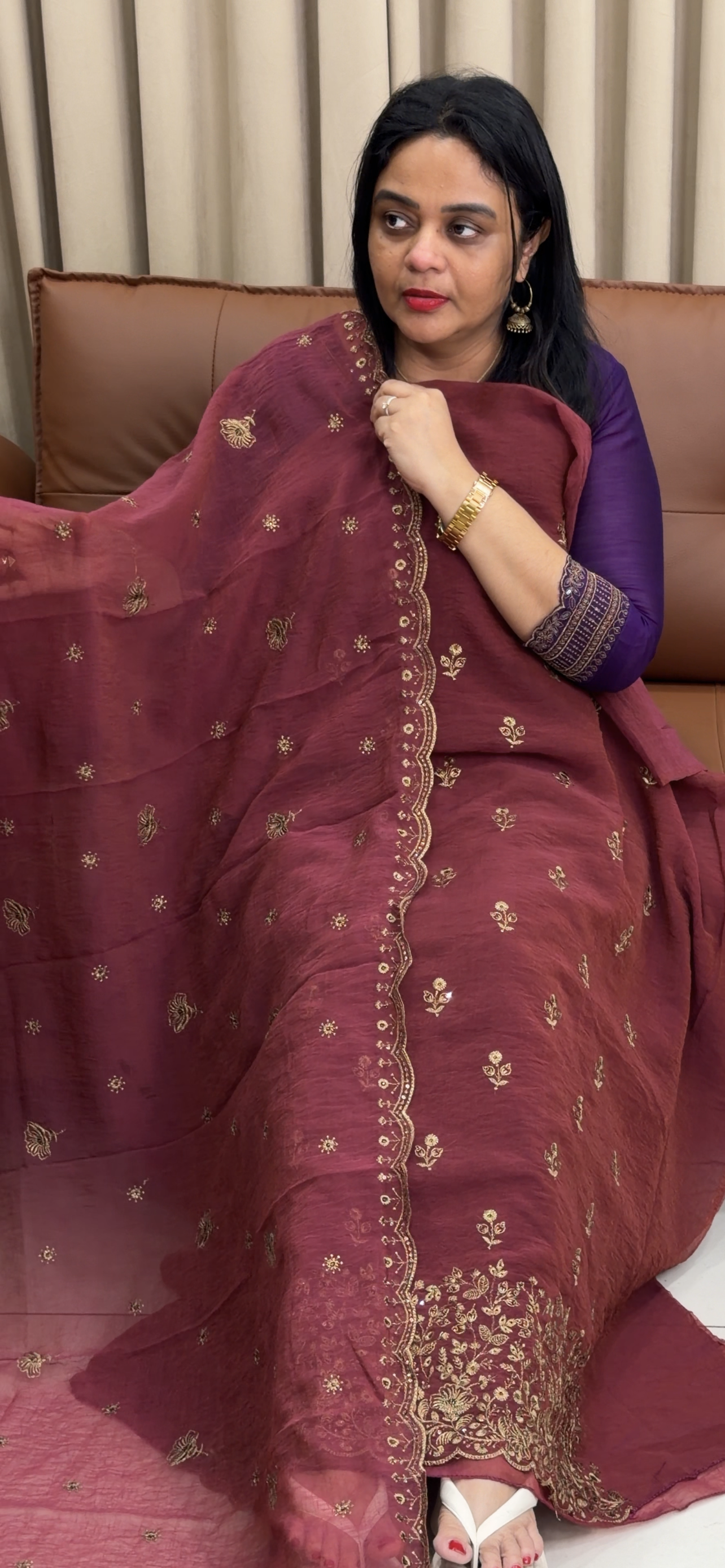 CRUSHED SILK UNSTITCHED SALWAR SUITS - IHA 34190