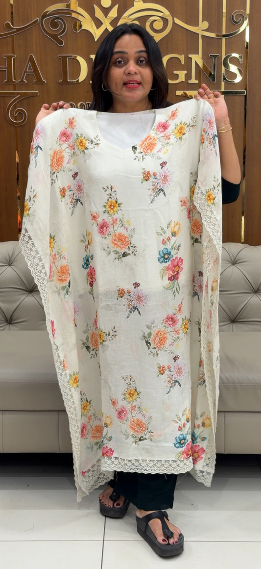 IHA'S IN-HOUSE PRINTED LINEN KAFTAN TOPS - IHA 28718