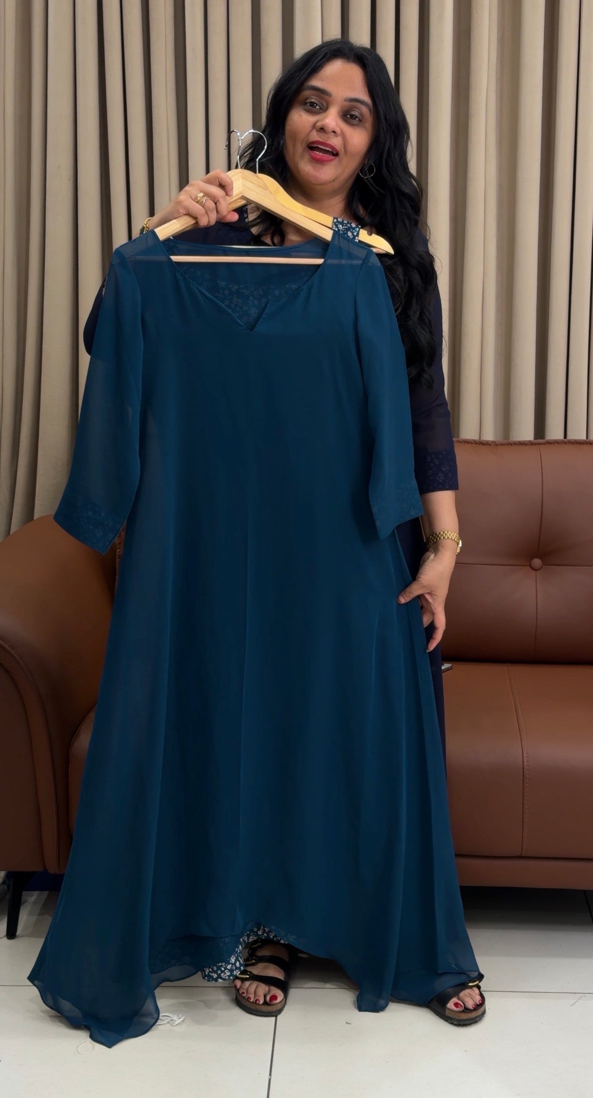 IHA'S IN-HOUSE PRINTED CREPE TOP AND JACKET - IHA 34436