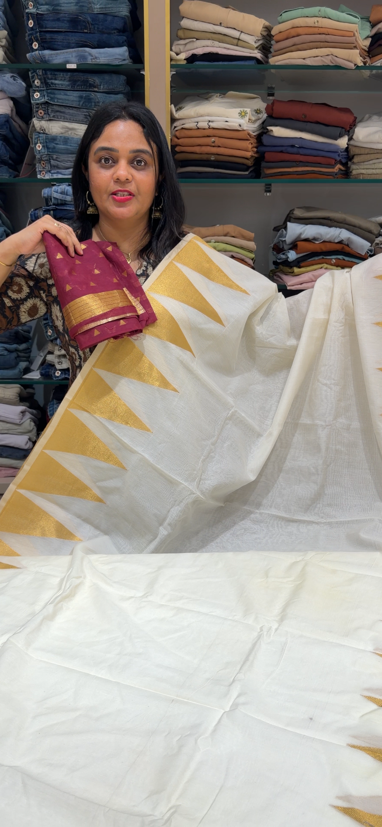 MALAI CHANDERI ONAM SAREES - IHA 34131