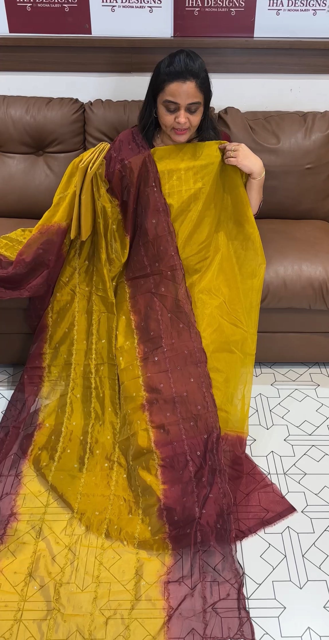 DOUBLE DYED ORGANZA UNSTITCHED SALWAR SUITS - IHA 28041