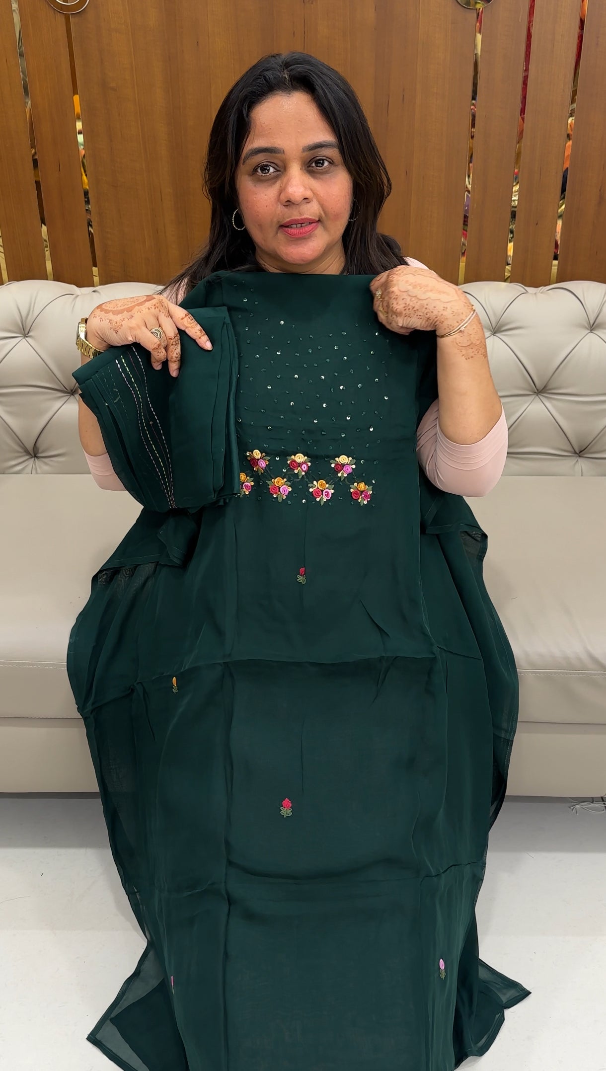 VISCOSE ORGANZA UNSTITCHED SLWAR SUITS - IHA 27585