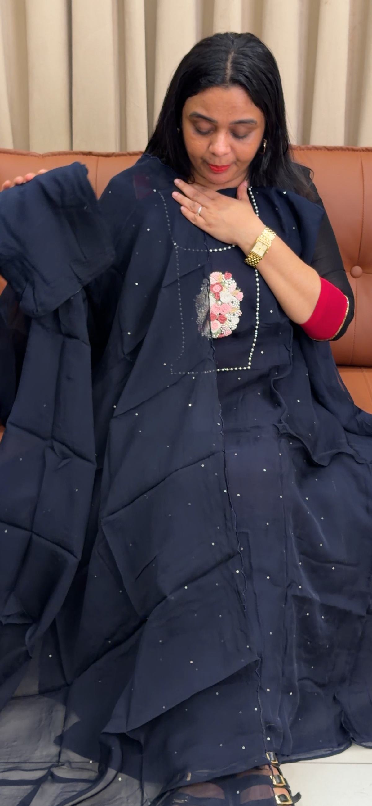 HANDWORKED UNSTITCHED SALWAR SUITS - IHA 35420