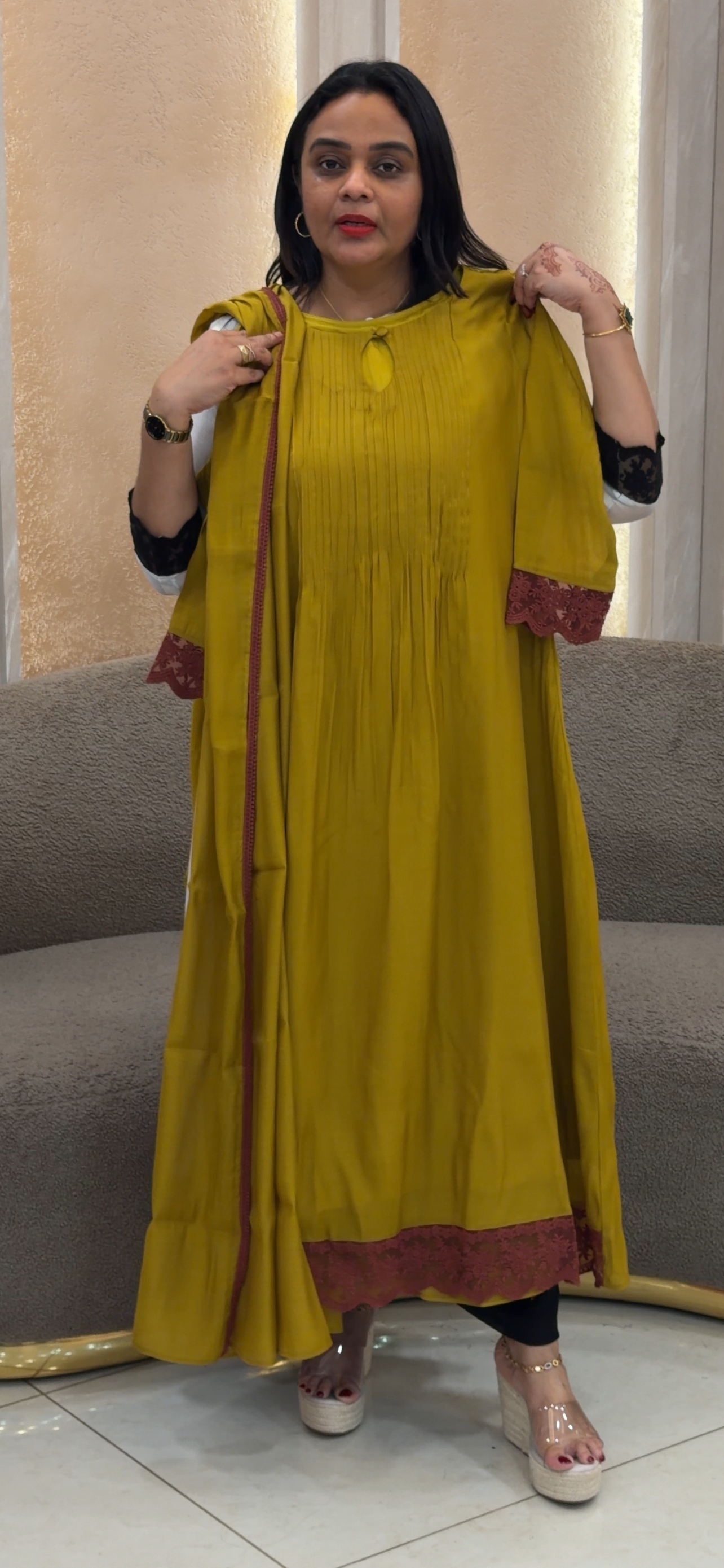 IHA'S IN-HOUSE MUL CHANDERI ALIEN TOP AND DUPATTA -  IHA 33023