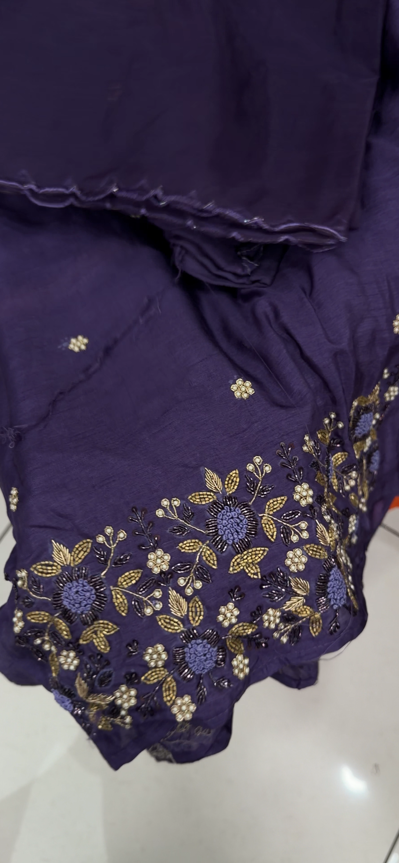 HANDWORKED SILK UNSTITCHED SALWAR SUITS - IHA 34286