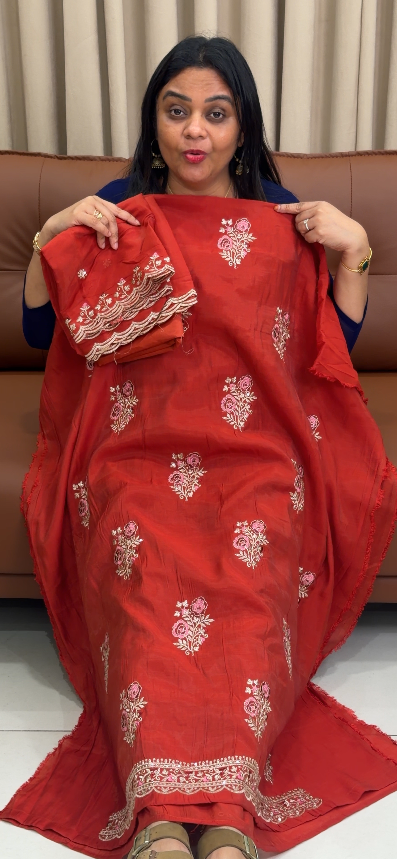 MUL CHANDERI UNSTITCHED SALWAR SUITS - IHA 33652