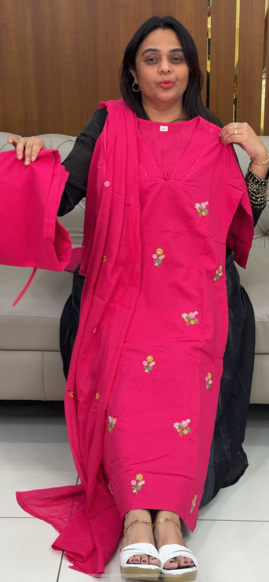 MUL COTTON  TOP, BOTTOM AND DUPATTA - IHA  29099