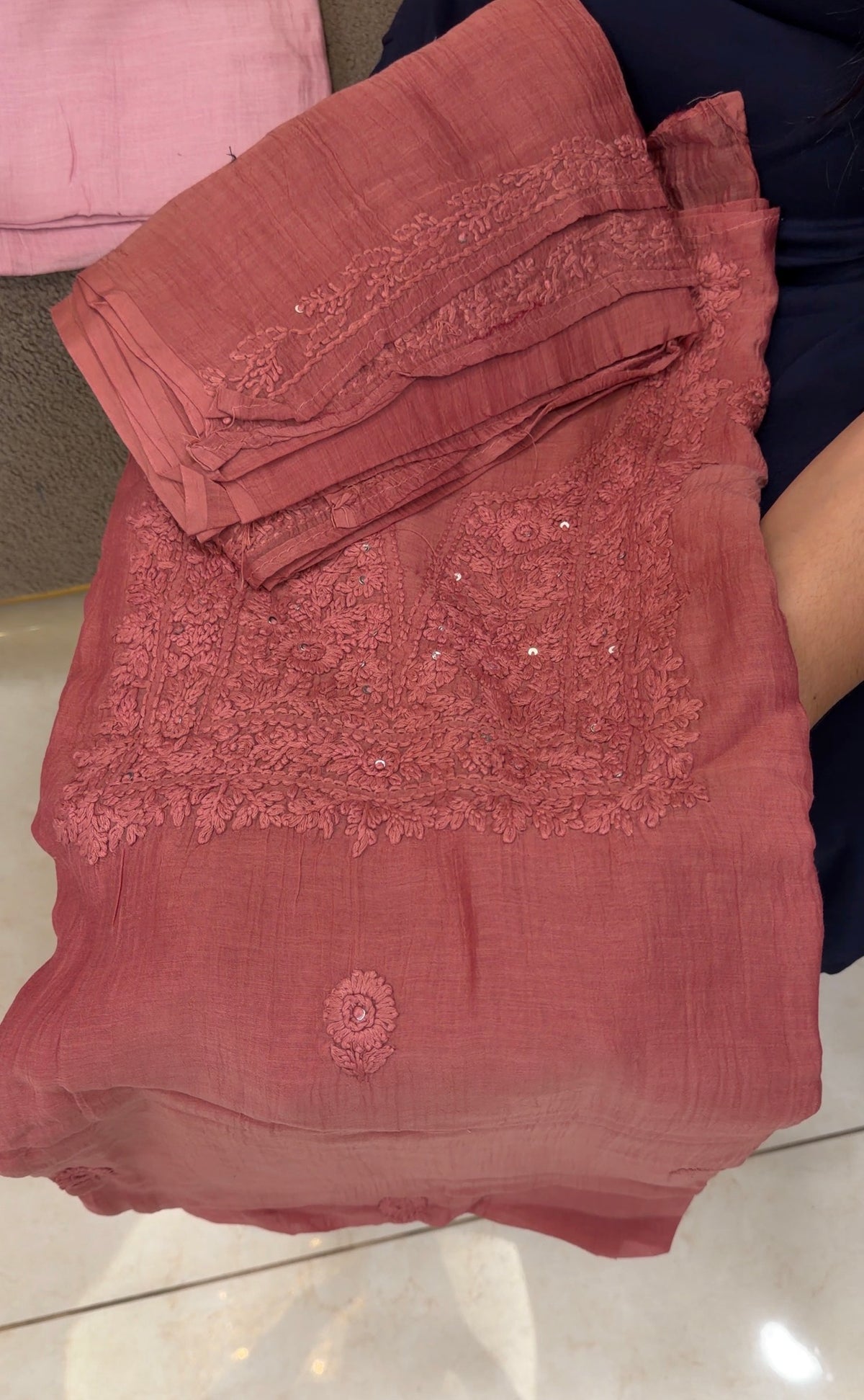 CHIKANKARI UNSTITCHED SALWAR SUIST - IHA 35864