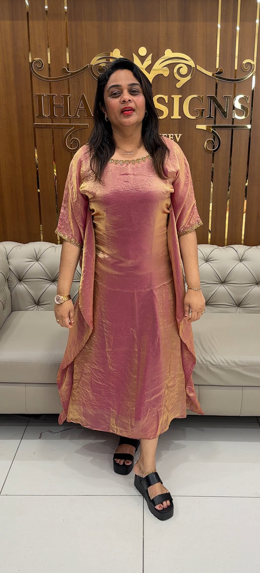 IHA'S IN-HOUSE VELVET ORGANZA KAFTAN TOPS - IHA 27075