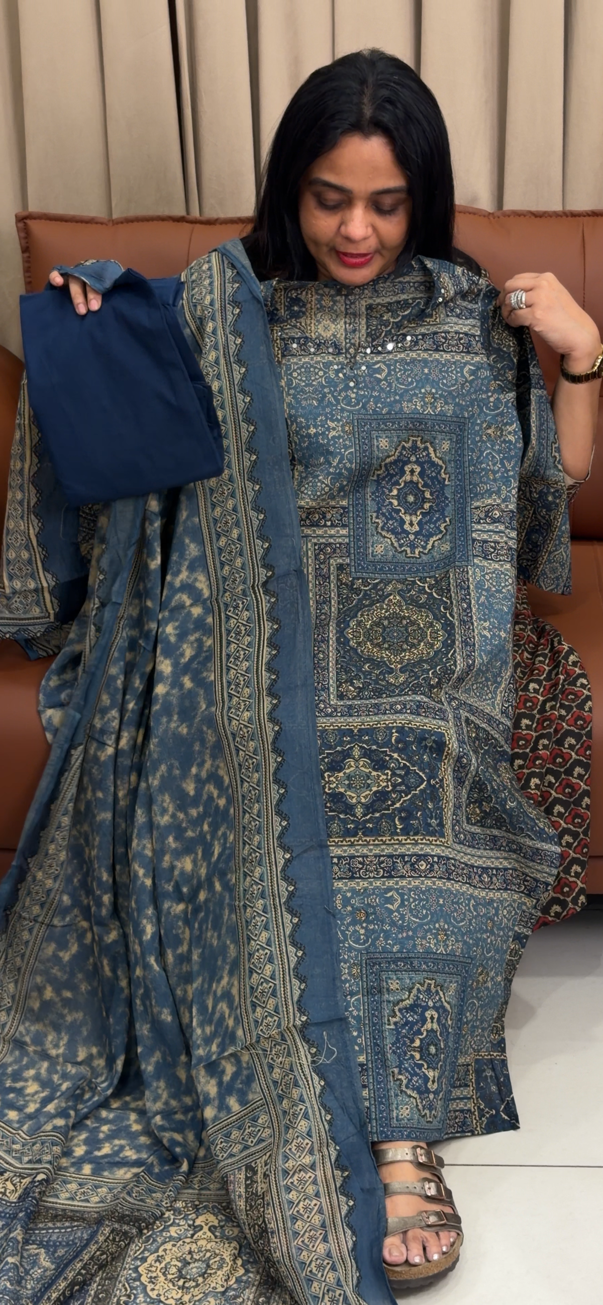 PRINTED COTTON TOP, BOTTOM AND DUPATTA - IHA 35729
