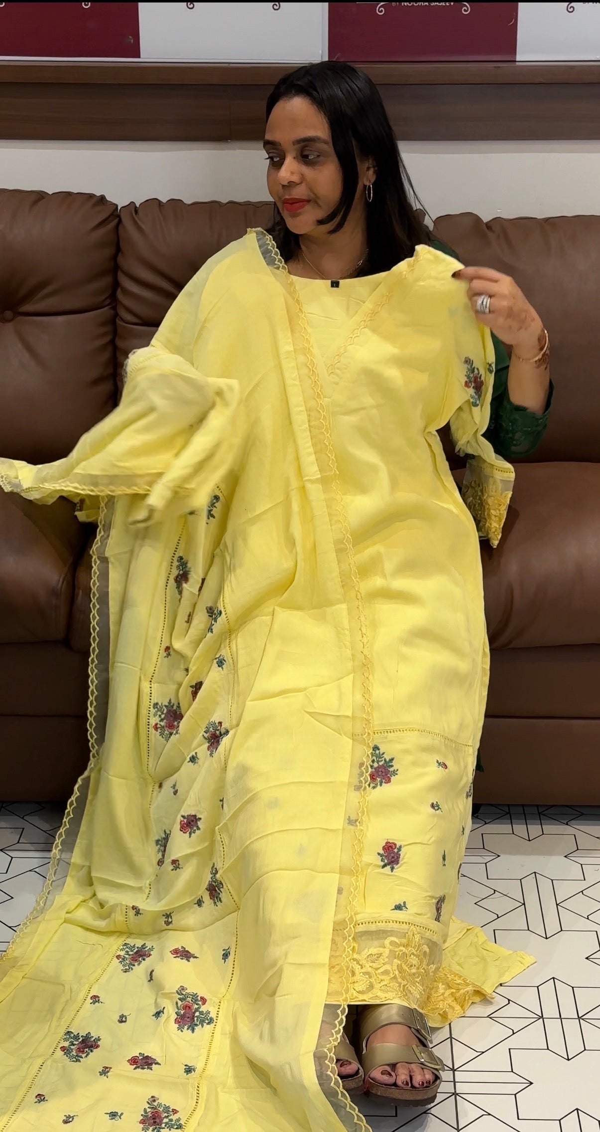 CRUSHED RAYON TOP,BOTTOM AND DUPATTA - IHA 31546