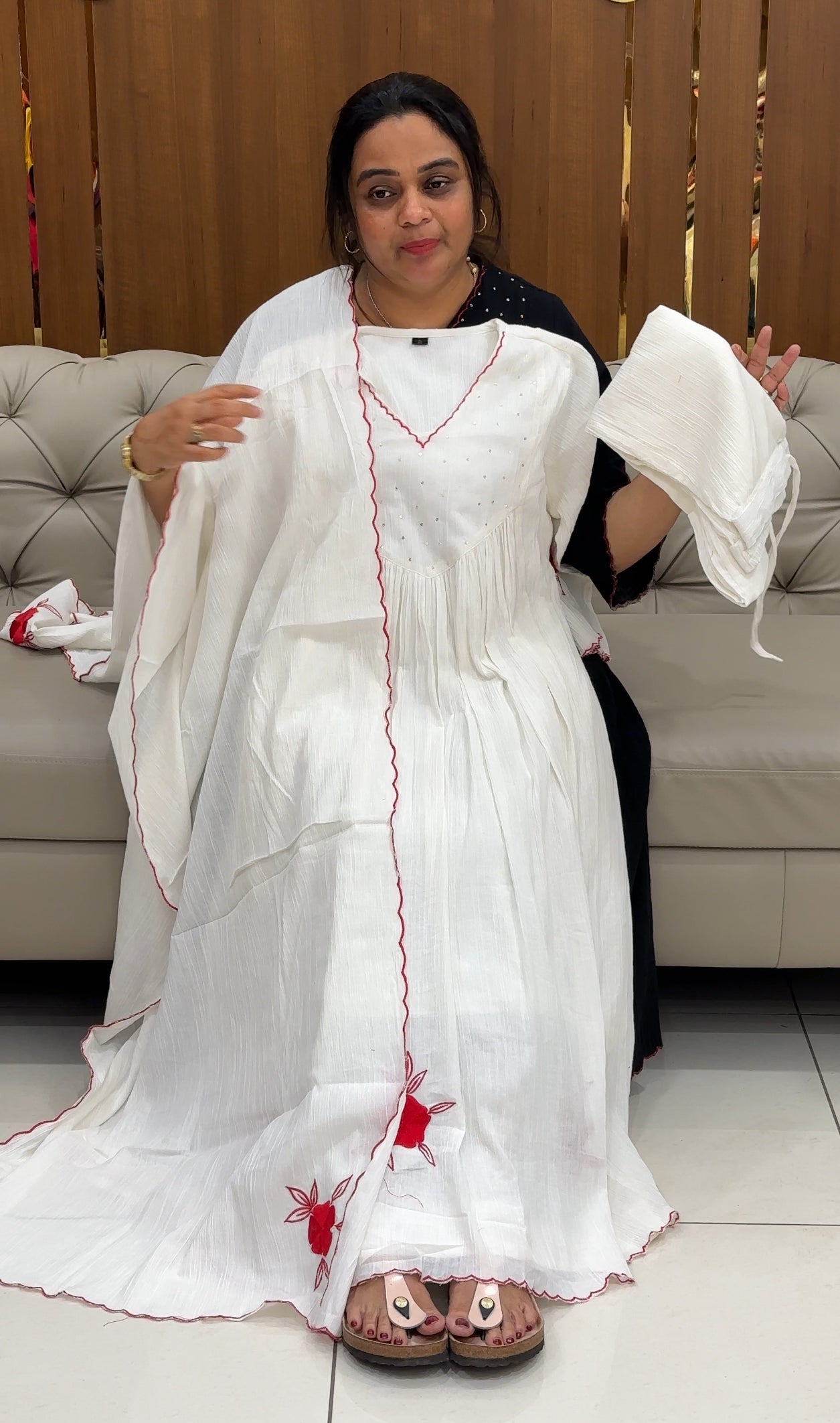 CRUSHED COTTON TOP, BOTTOM AND DUPATTA - IHA 29413