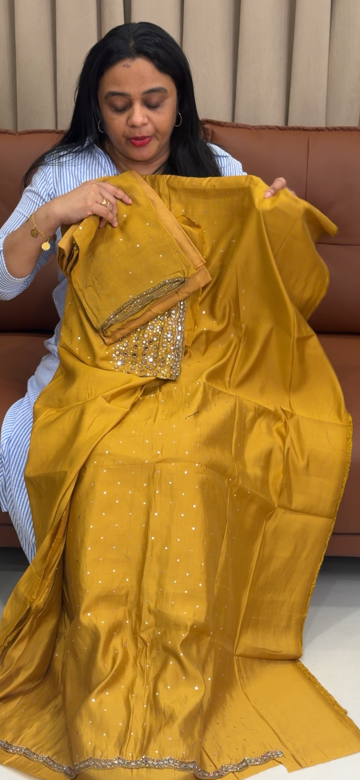 HANDWORKED UNSTITCHED SALWAR SUITS - IHA 35929