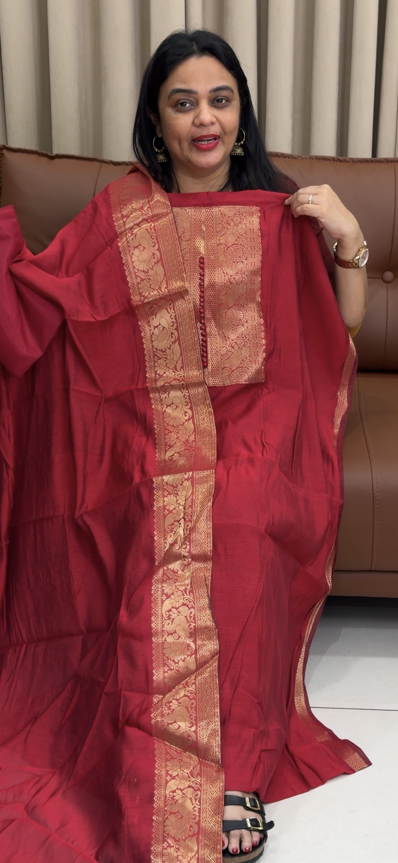 MALAI CHANDERI UNSTITCHED SALWAR SUITS - IHA 34182