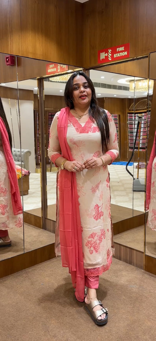 GEORGETTE ORGANZA UNSTITCHED SALWAR SUITS - IHA 22186