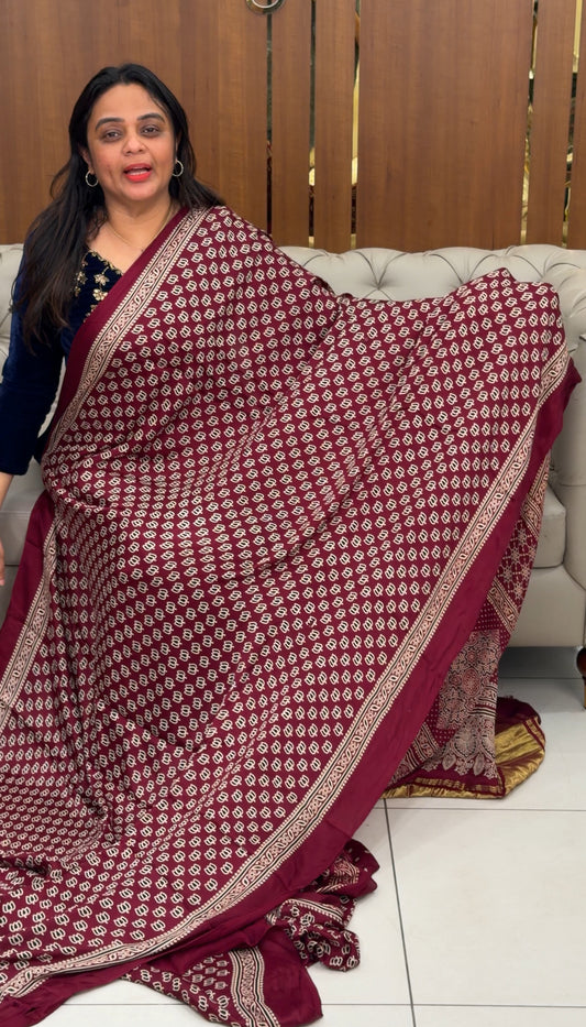 AJRAKH PRINTED SAREES - IHA 29834