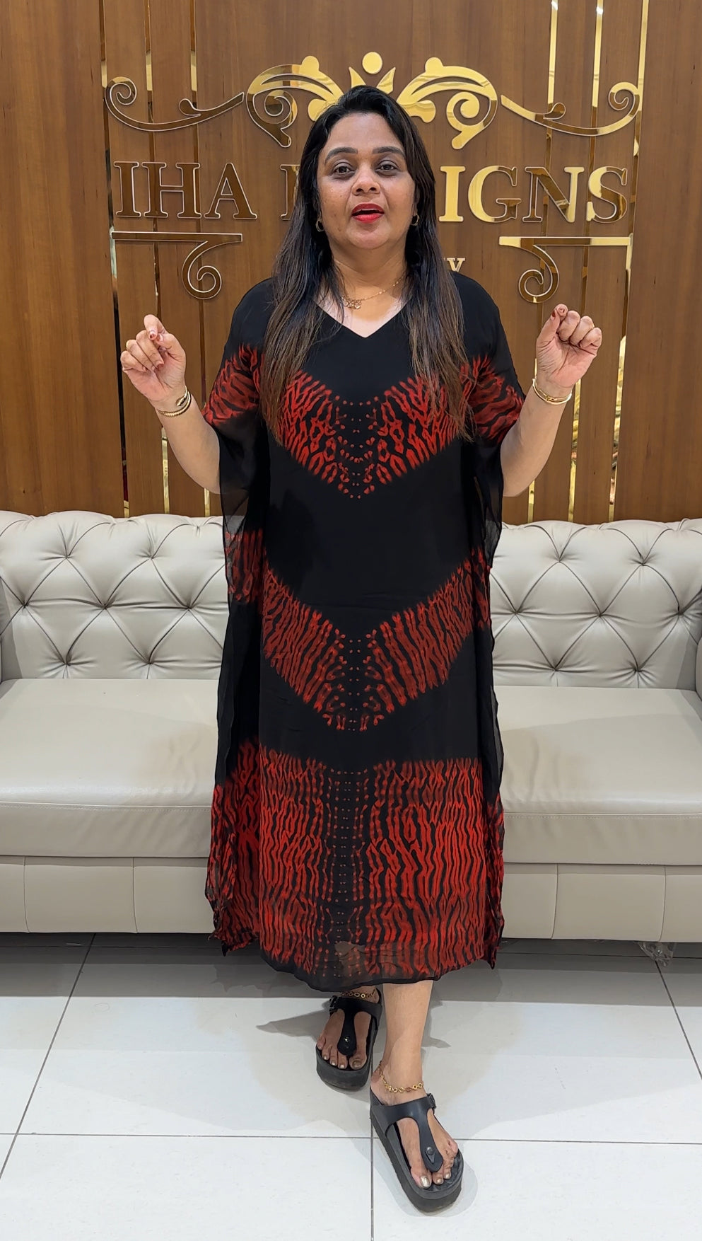 VISCOSE GEORGETTE KAFTAN - IHA 28838