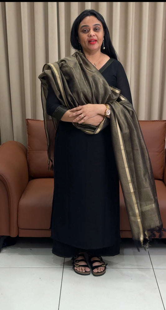 IHA'S IN-HOUSE SEMI RAW SILK SLITTED TOP AND DUPTTA - IHA 35402