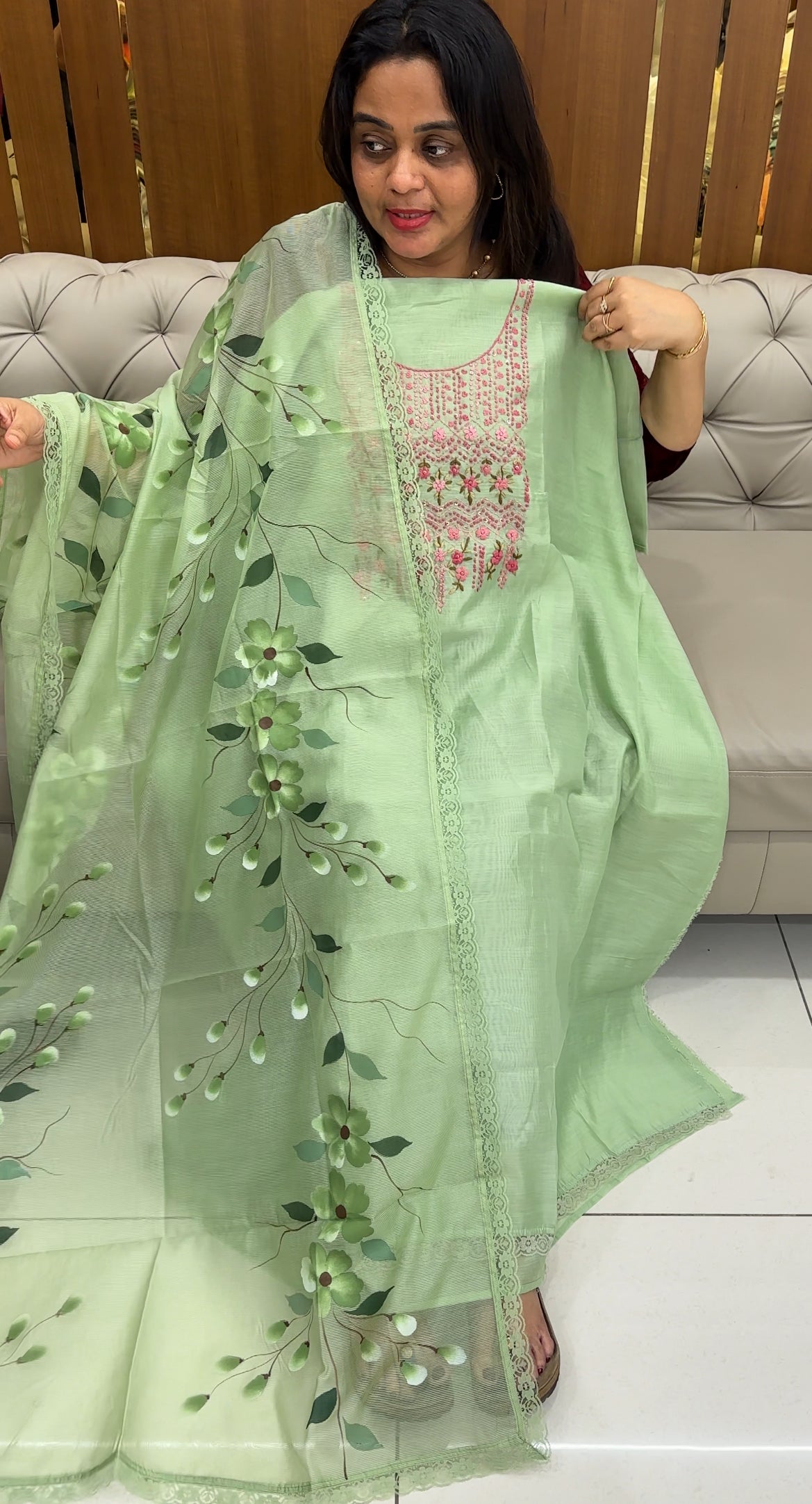 MALAI CHANDERI UNSTITCHED SALWAR SUITS - IHA 26395
