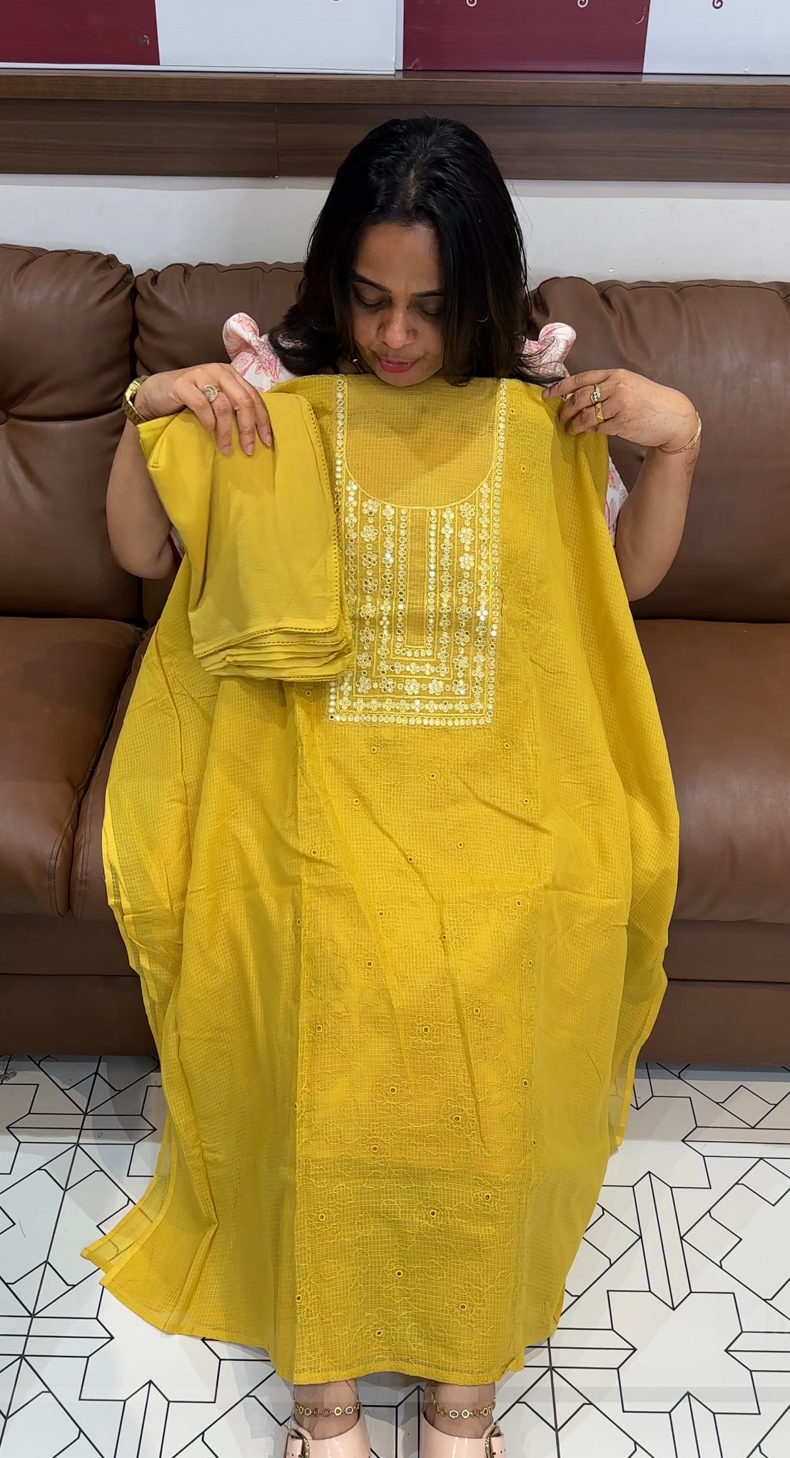 NET KOTA UNSTITCHED SALWAR SIUITS - IHA 27687