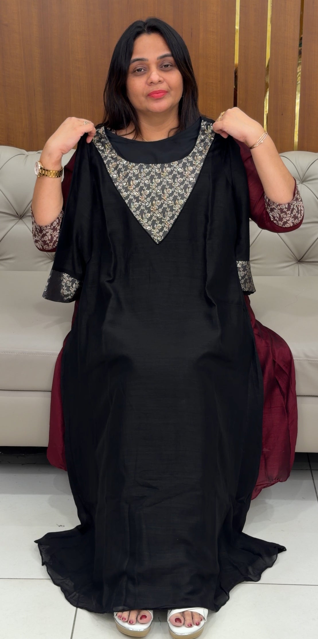 IHA'S IN-HOUSE SEMI RAW SILK ALINE TOPS - IHA 29076