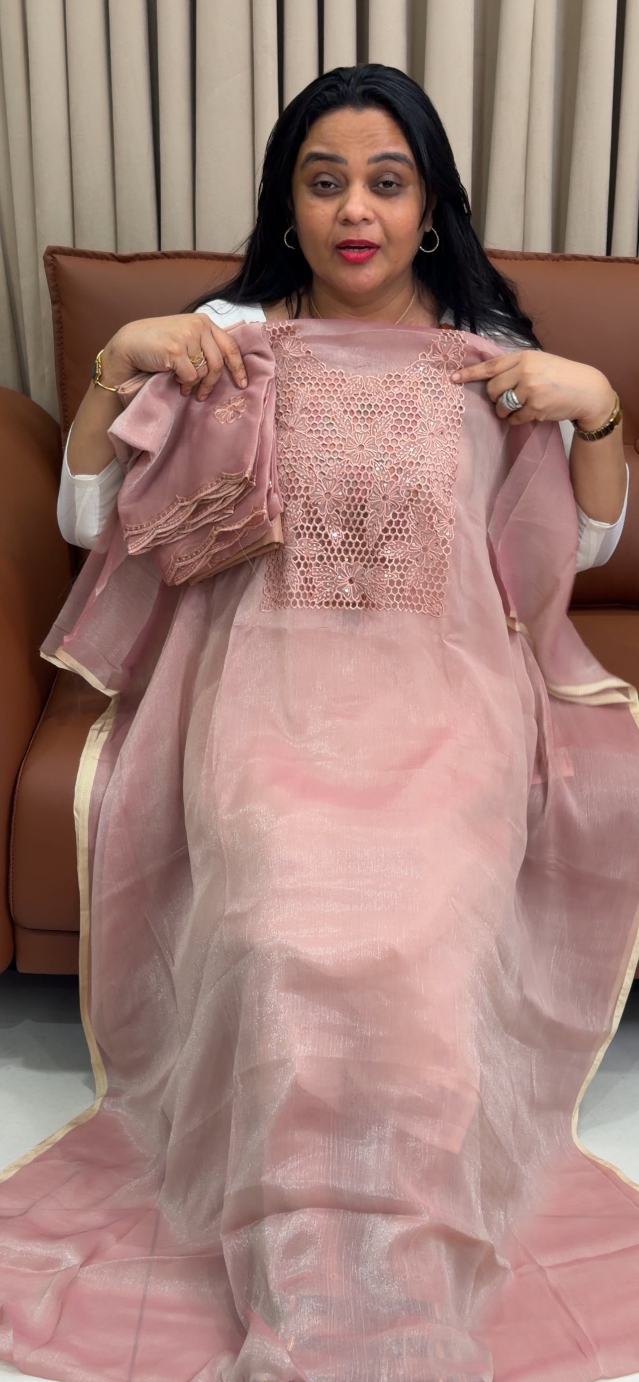 SHIMMER CHIFFON UNSTITCHED SALWAR SUITS - IHA 34896