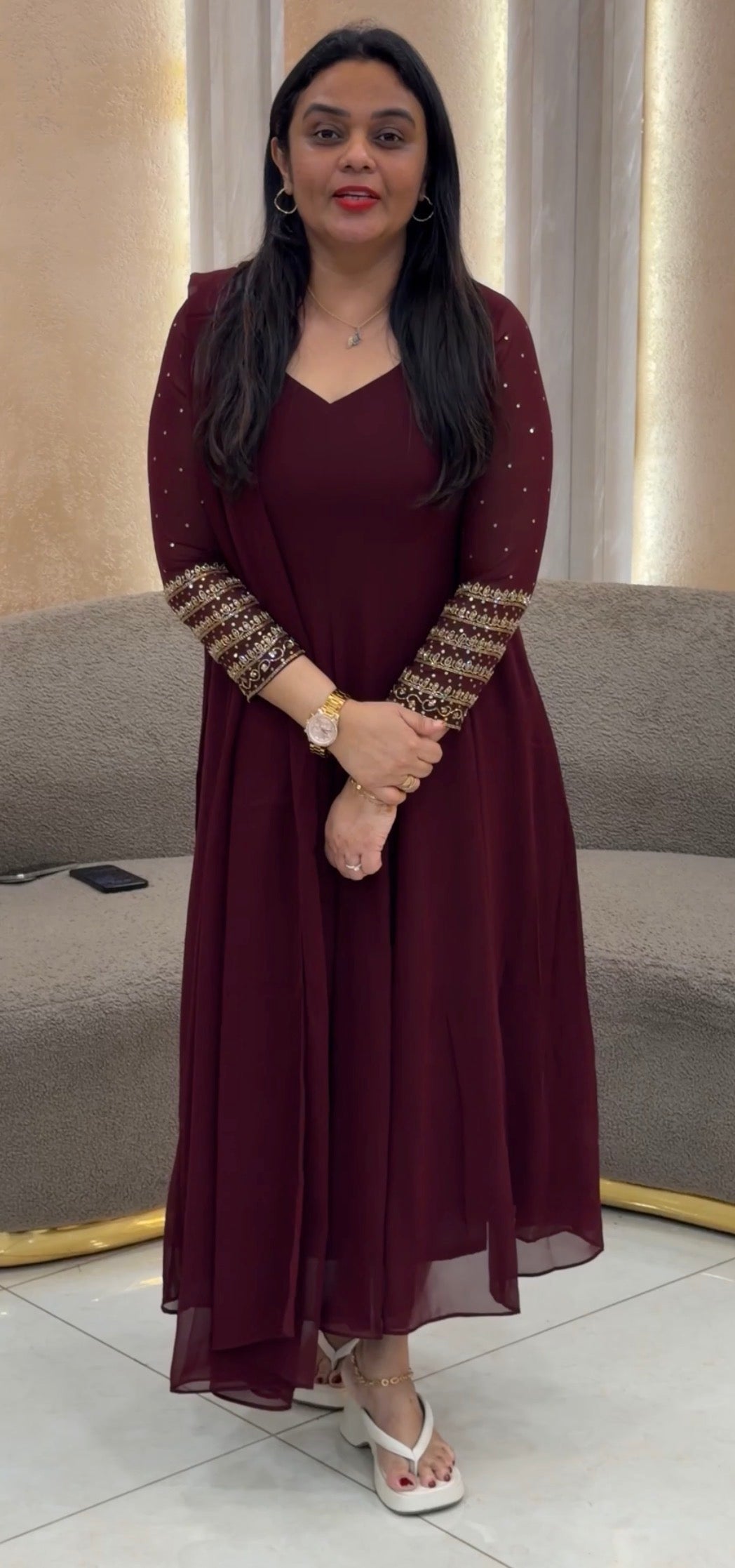 IHA'S IN-HOUSE HAND WORKED ANARKALI TOP AND DUPATTA - IHA 33222