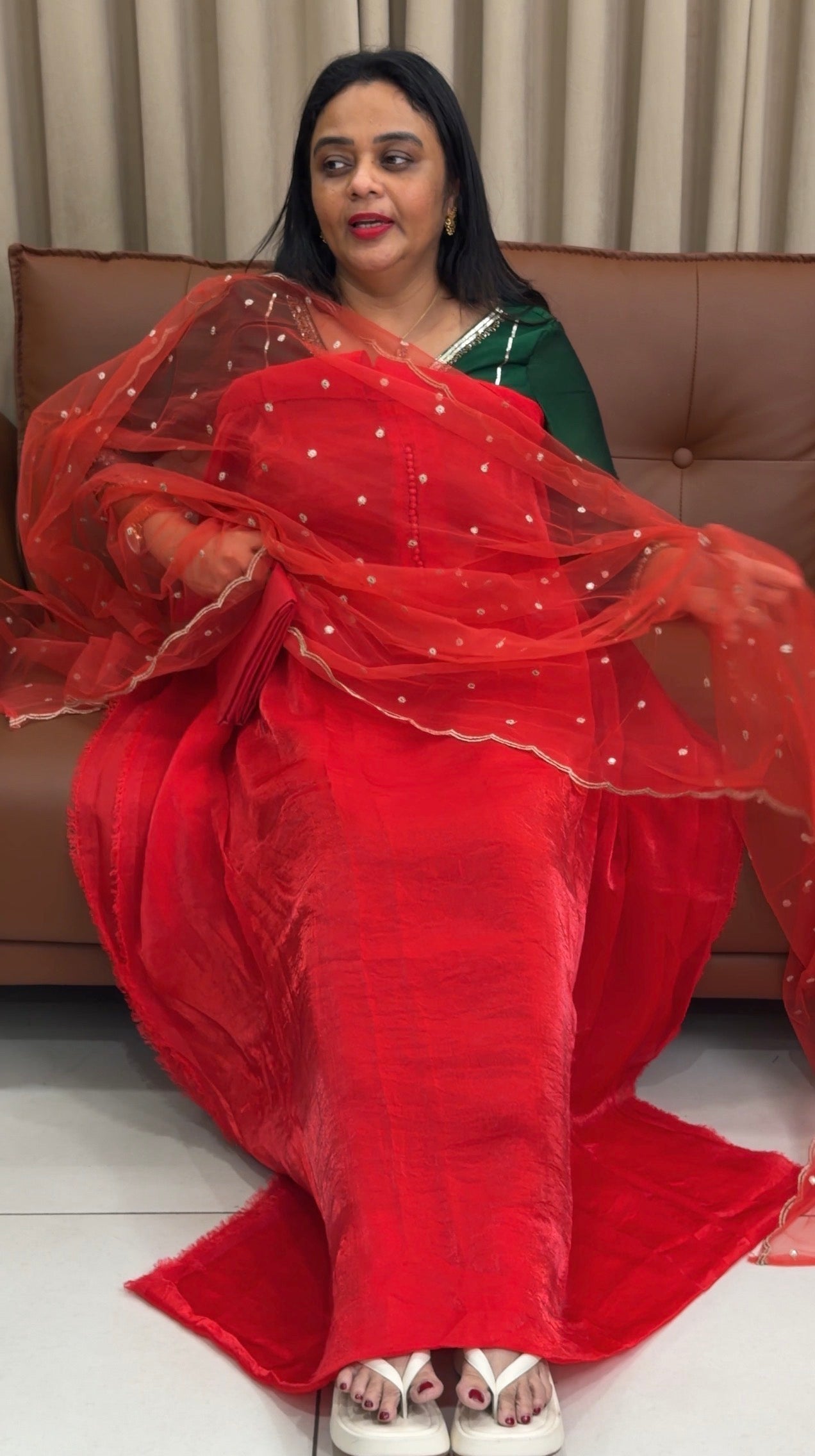 VELVET ORGANZA UNSTITCHED SALWAR SUITS - IHA 33825