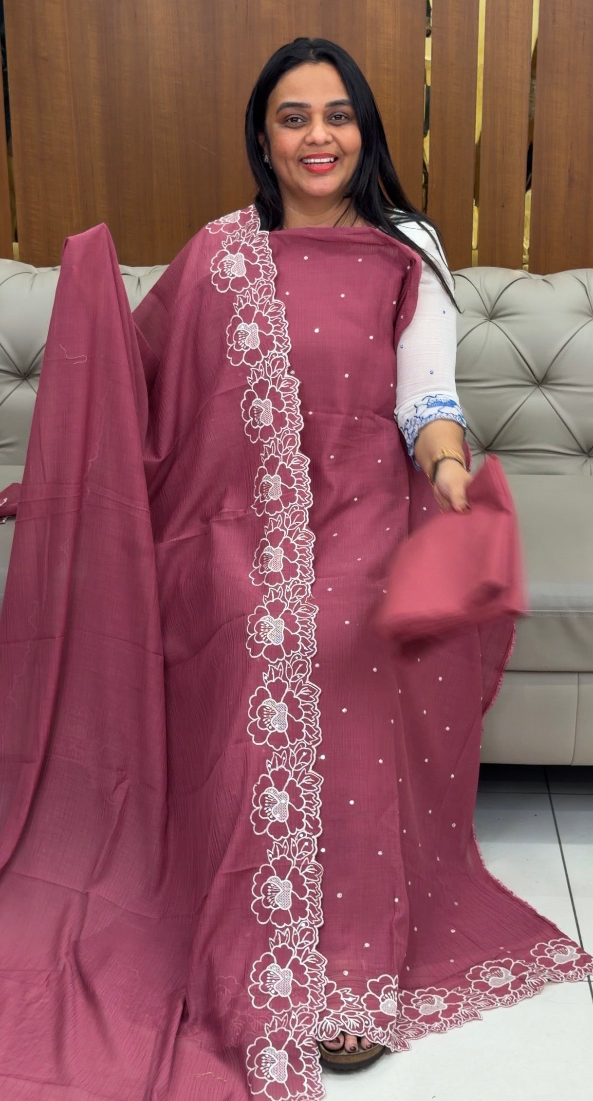 MUL CRUSHED UNSTITCHED SALWAR SUITS - IHA 32913