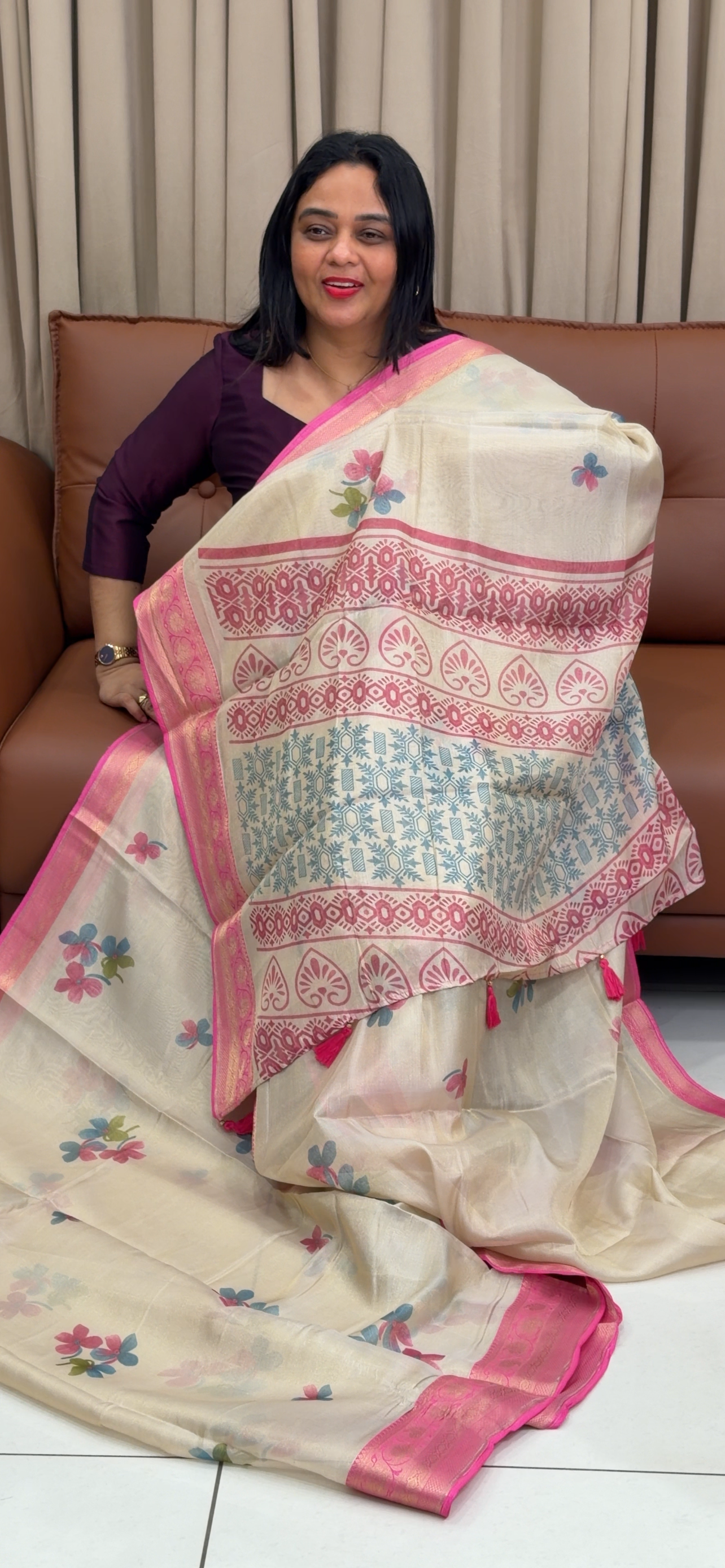 PRINTED TISSUE SAREES - IHA 33805