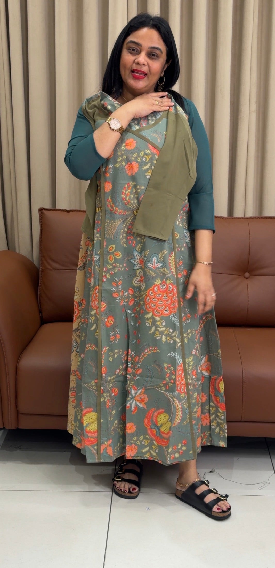 IHA'S IN-HOUSE PRINTED ALINE TOPS - IHA 33982