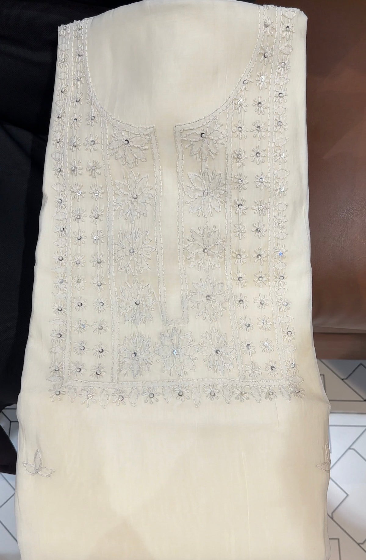 LUCKNOWI CHIKANKARI UNSTITCHED SALWAR SUITS - IHA 35992