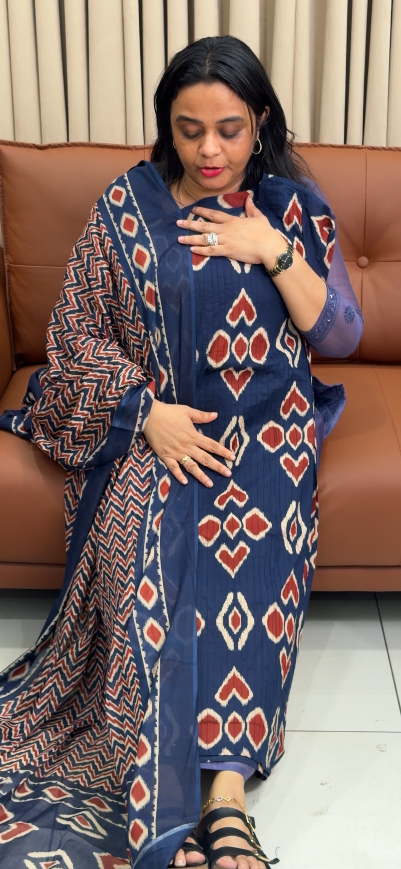 COTTON TOP, BOTTOM AND DUPATTA - IHA 34888
