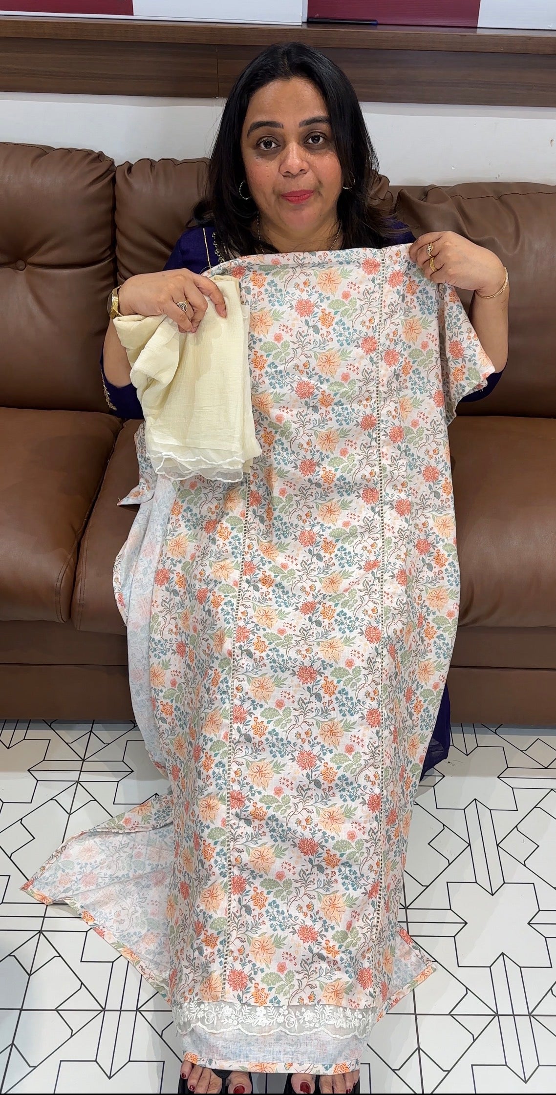 PRINTED LINEN UNSTITCHED SALWAR SUITS - IHA 27797