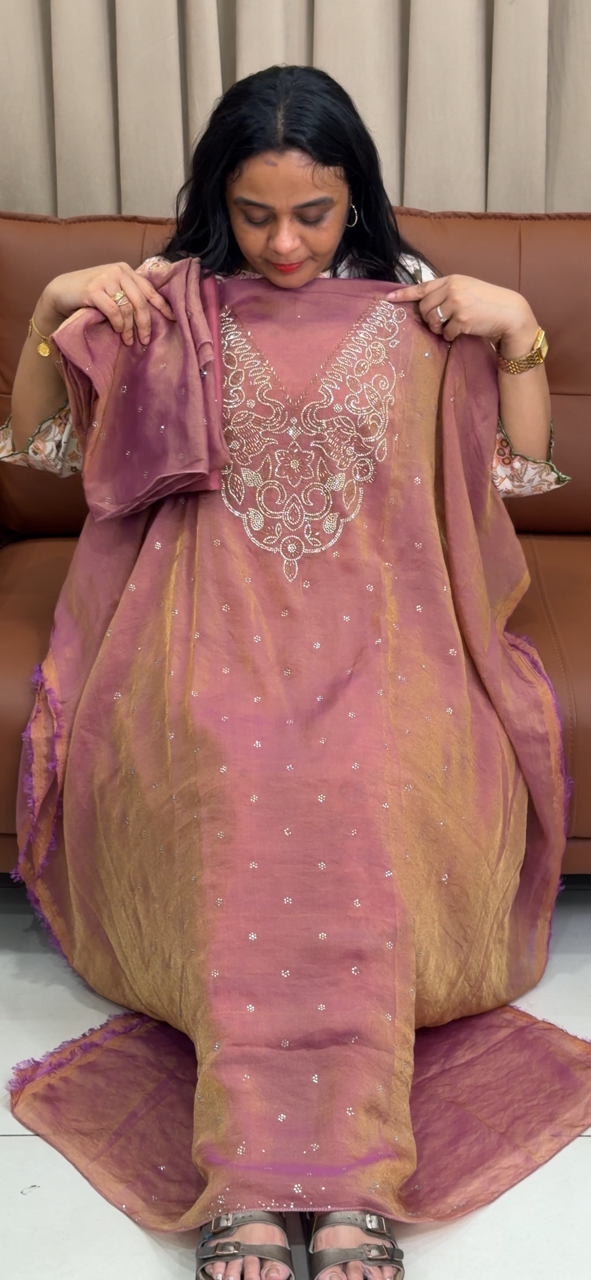 SHIMMER TISSUE UNSTITCHED SALWAR SUITS - IHA 35890