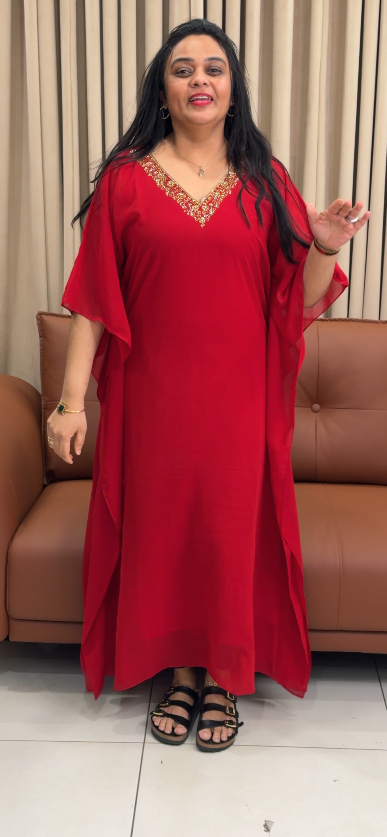 IHA'S IN-HOUSE FAUX GEORGETTE KAFTAN TOPS - IHA 34904