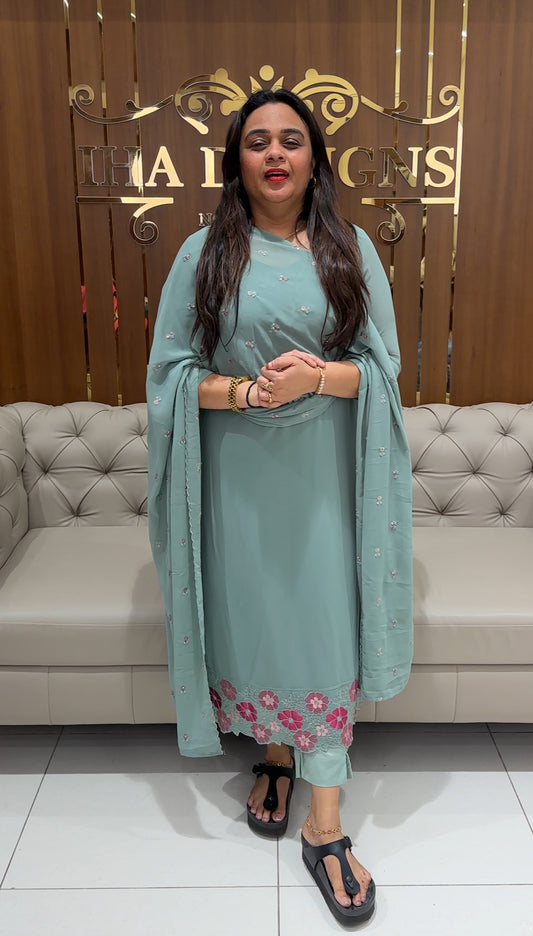 FAUX GEORGETTE UNSTITCHED SALWAR SUITS - IHA 24987