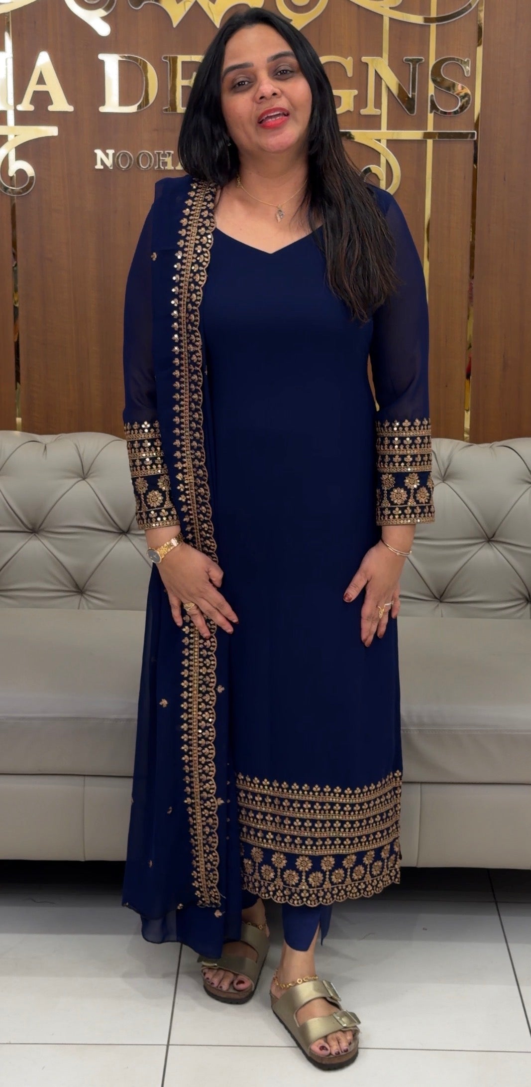 IHA'S IN-HOUSE GEORGETTE TOP, BOTTOM AND DUPATTA  - IHA 35116