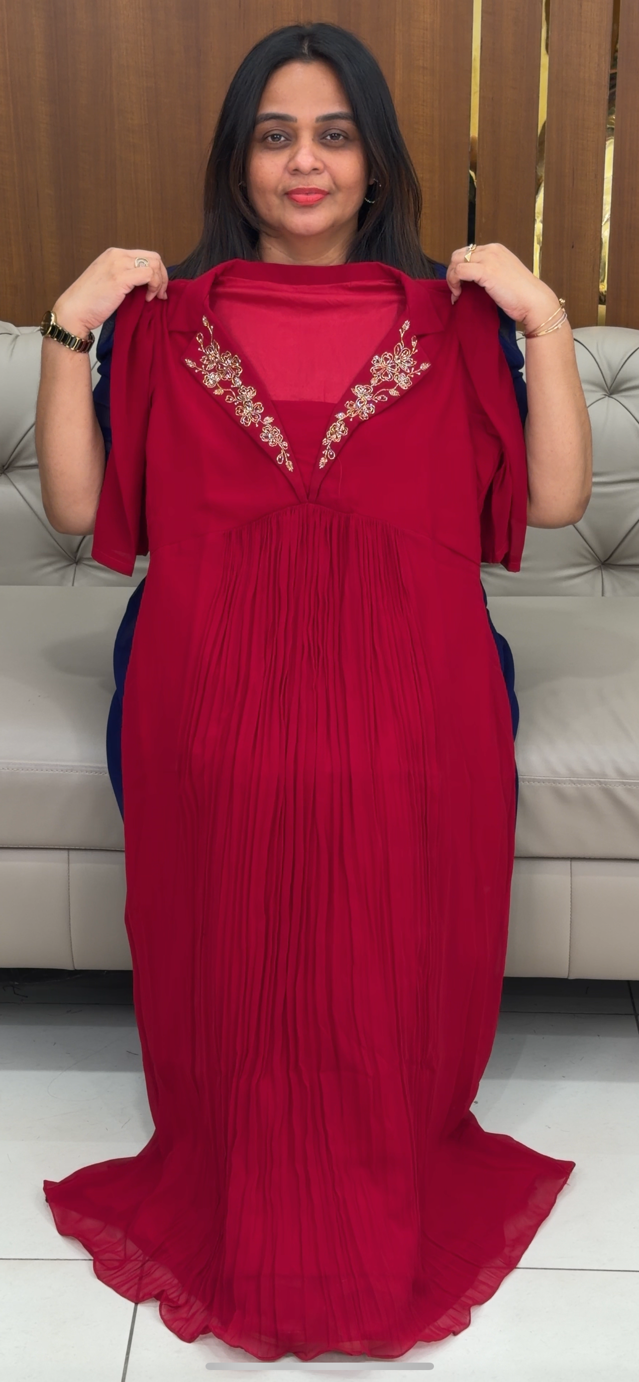 IHA'S IN-HOUSE FAUX GEORGETTE LONG A-LINE TOPS - IHA 29105