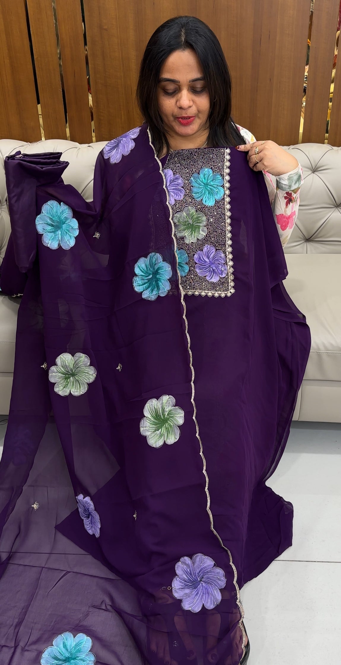 FAUX GEORGETTE UNSTITCHED SALWAR SUITS - IHA 26092