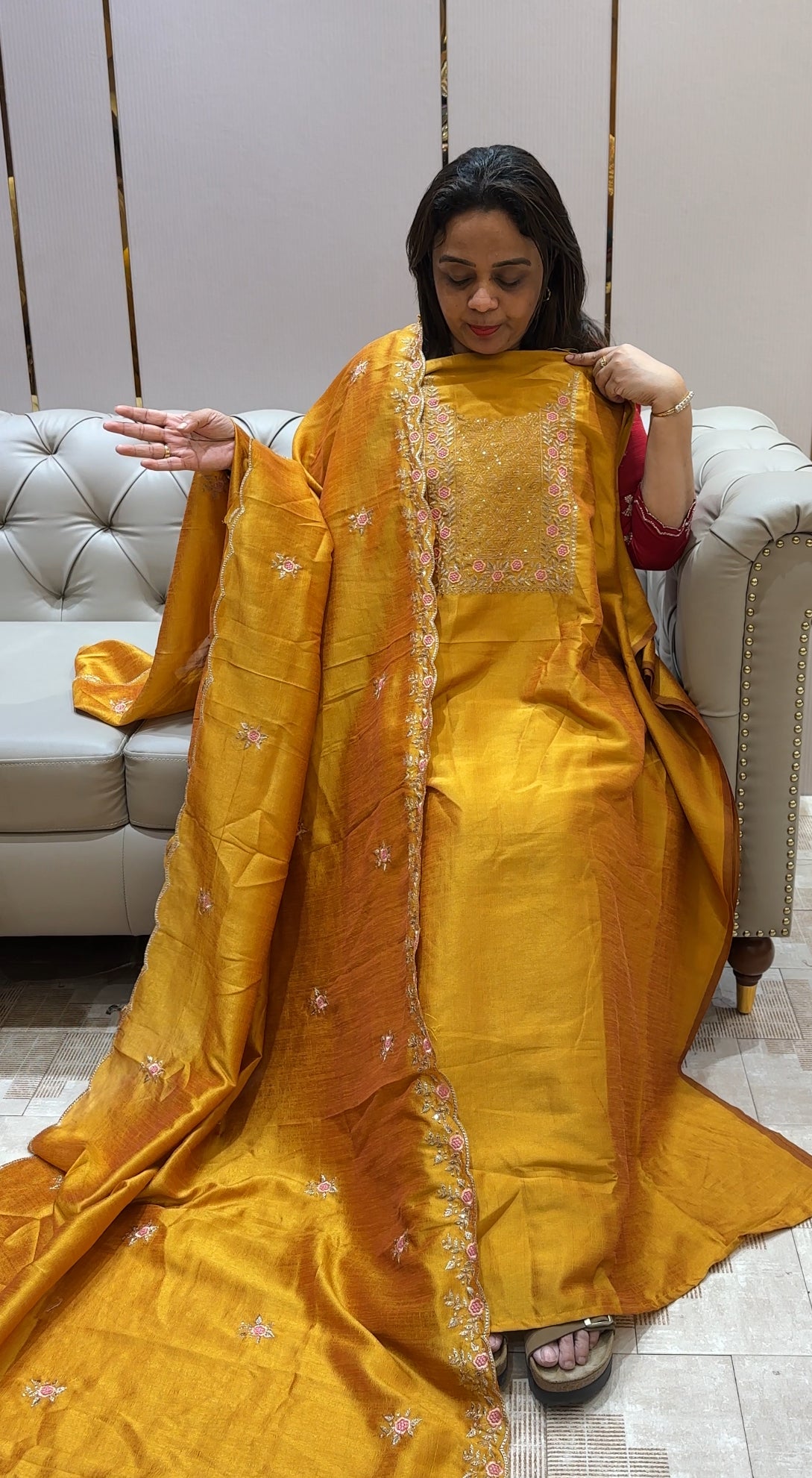 SEMI RAW SILK UNSTITCHED SALWAR SUITS - IHA 22567