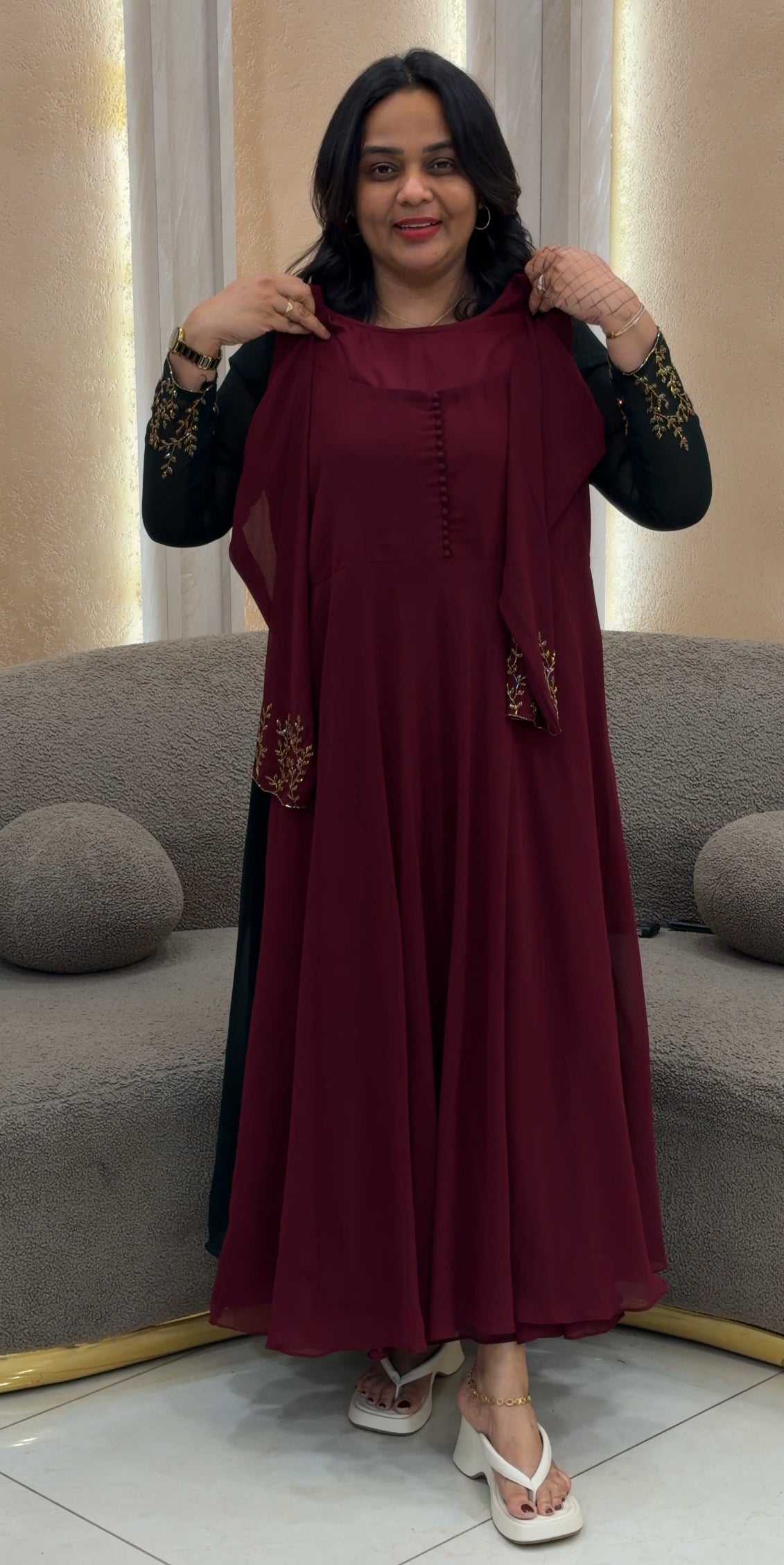 IHA'S IN-HOUSE HANDWORKED ANARKALI TOPS - IHA 34297