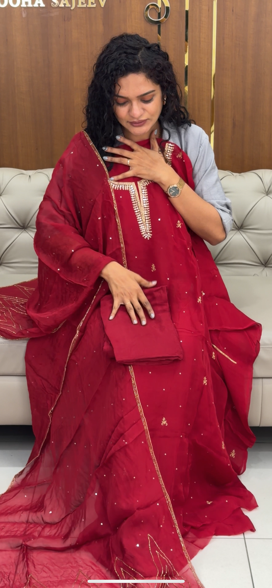 HANDWORKED UNSTITCHED SALWAR SUITS - IHA 29372