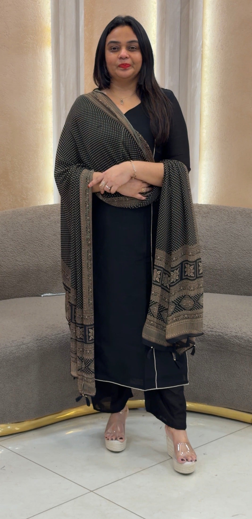 IHA'S IN-HOUSE SEMI RAW SILK TOP ,BOTTOM AND DUPATTA - IHA 32838