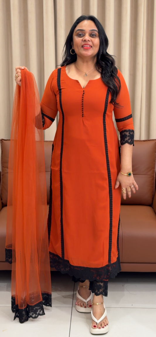 IHA'S IN-HOUSE SLITTED TOP, BOTTOM AND DUPATTA - IHA 33551